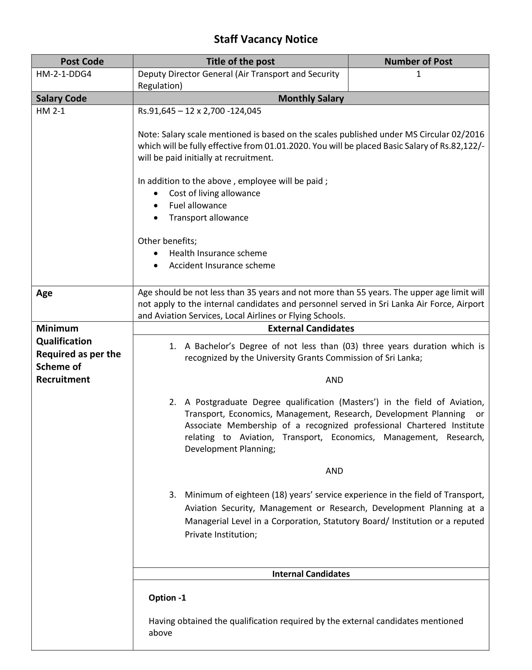 Deputy Director General (Air Transport & Security Regulation) - Civil Aviation Authority